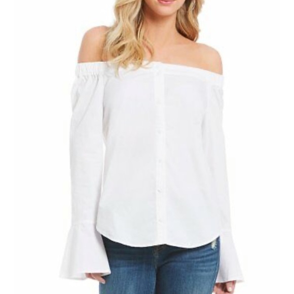 SANCTUARY WHITE BELL SLEEVE BUTTON UP - Picture 2 of 6